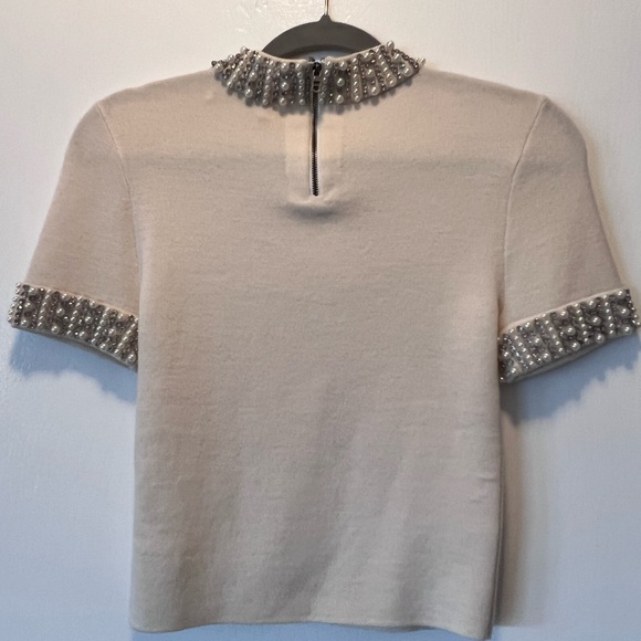 NWOT Alice and Olivia Ciara Embellished Cropped Sweater, Size Small - Picture 5 of 10